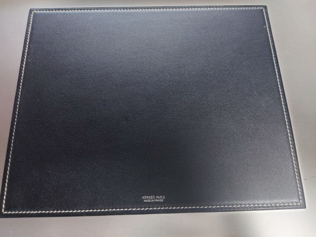【 HERMES 】エルメス マウスパッド レザー ブラックxブルー