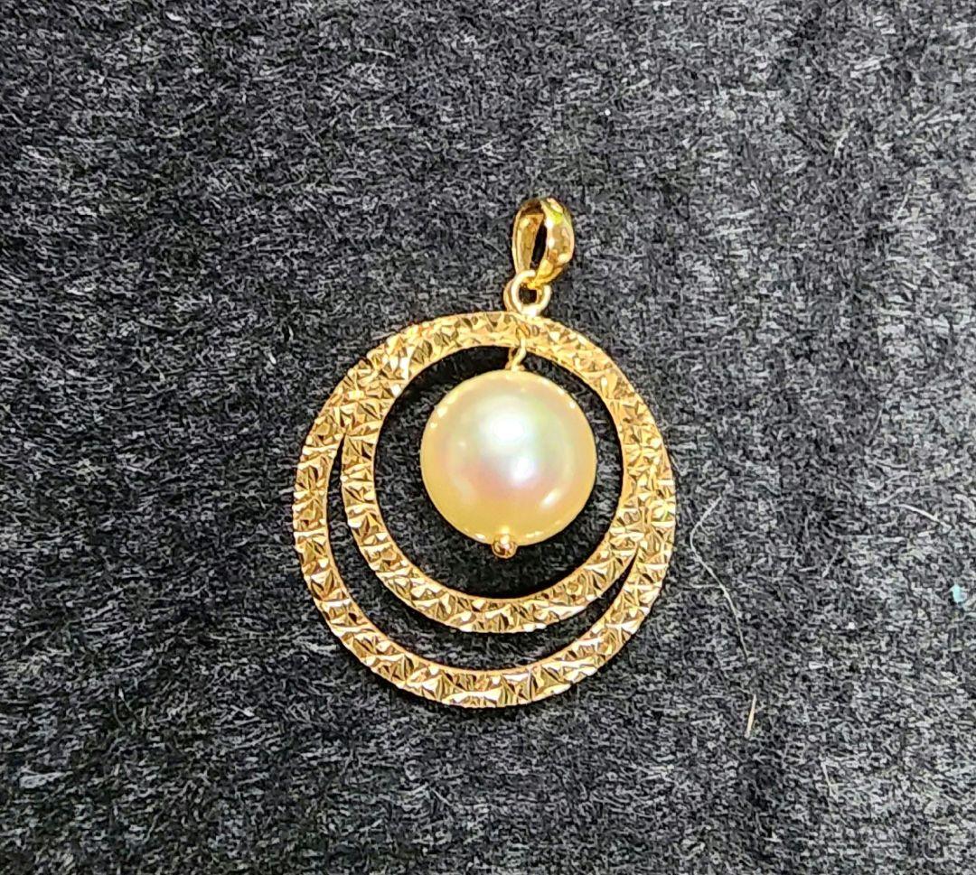 と*さ様 K18YGアコヤ真珠ナチュラルカラーペンダントヘッド8mm