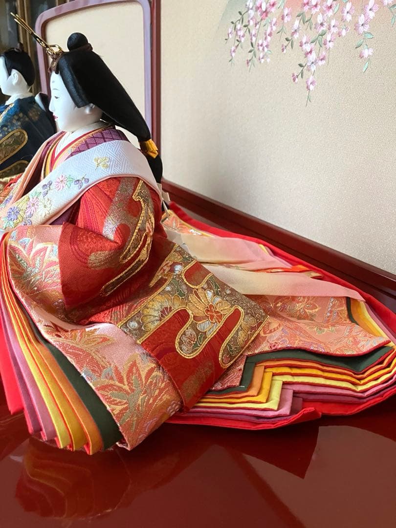 御京雛④平安春峰作　雛人形　三段飾り　お雛様　京都西陣織り　ひな人形3段　桜刺繍