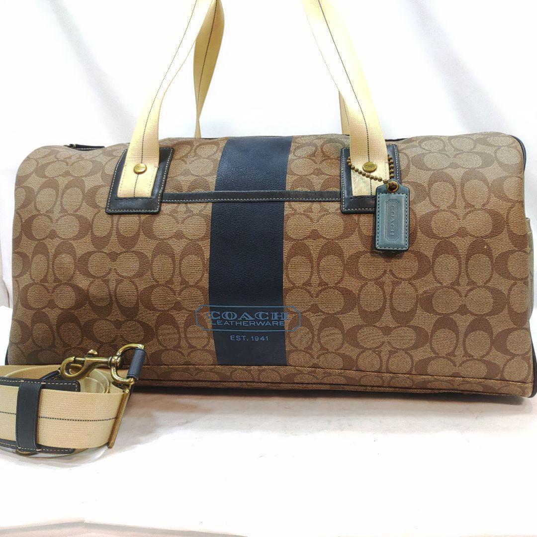 【美品】コーチ ボストンバッグ 2way ショルダー レザー×PVC ヘリテージ