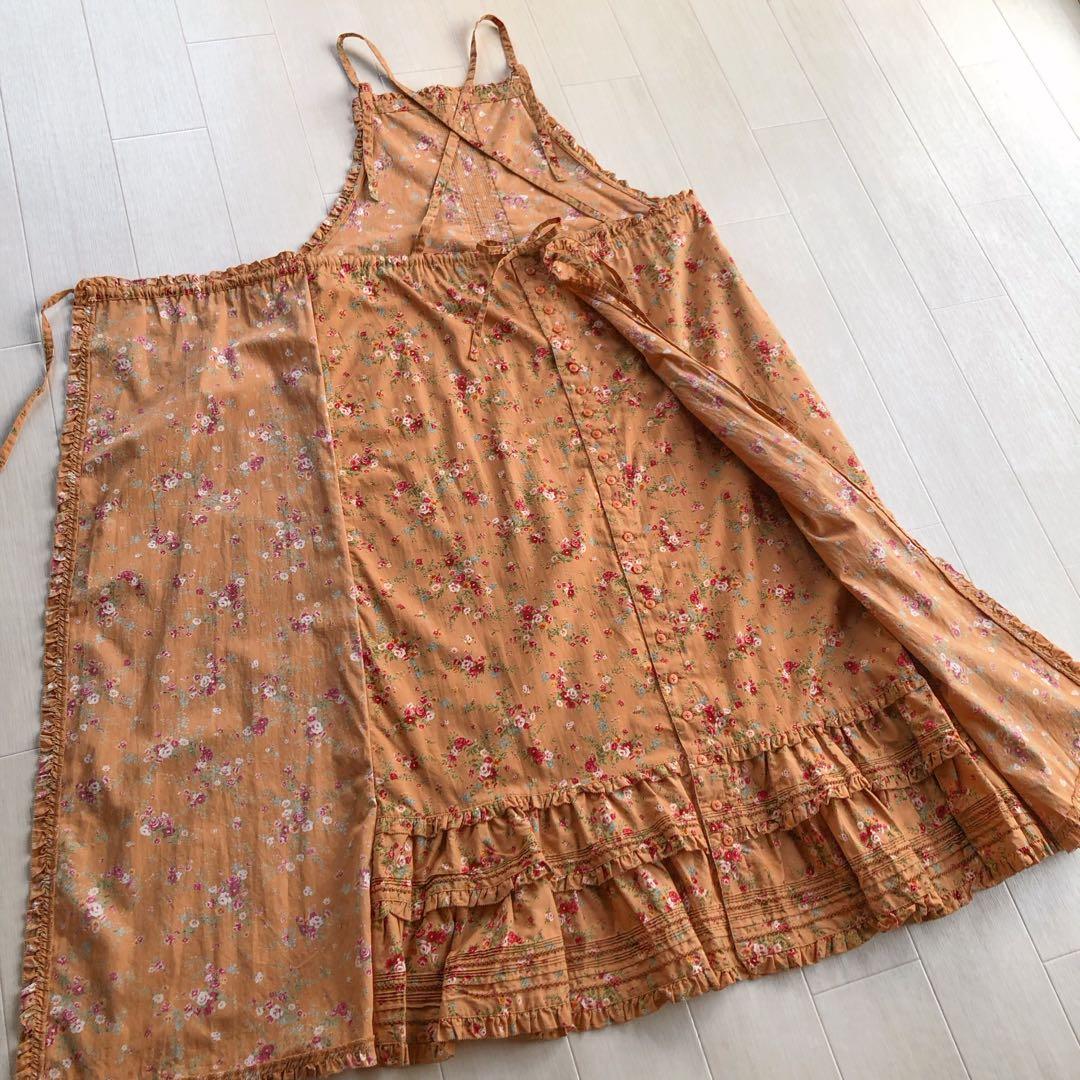 ピンクハウス 花柄 ピンタック ピコフリル 重ね着風 ジャンパースカート