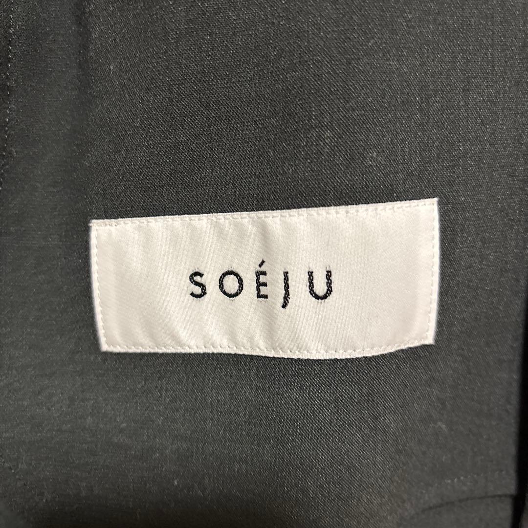 【美品】SOEJU ウールライクノーカラージャケット　ブラック S
