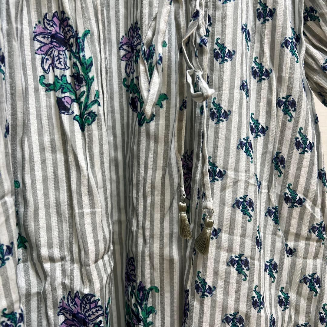 ne Quittez pasコットンジャカード シャーリングワンピースS サイズ