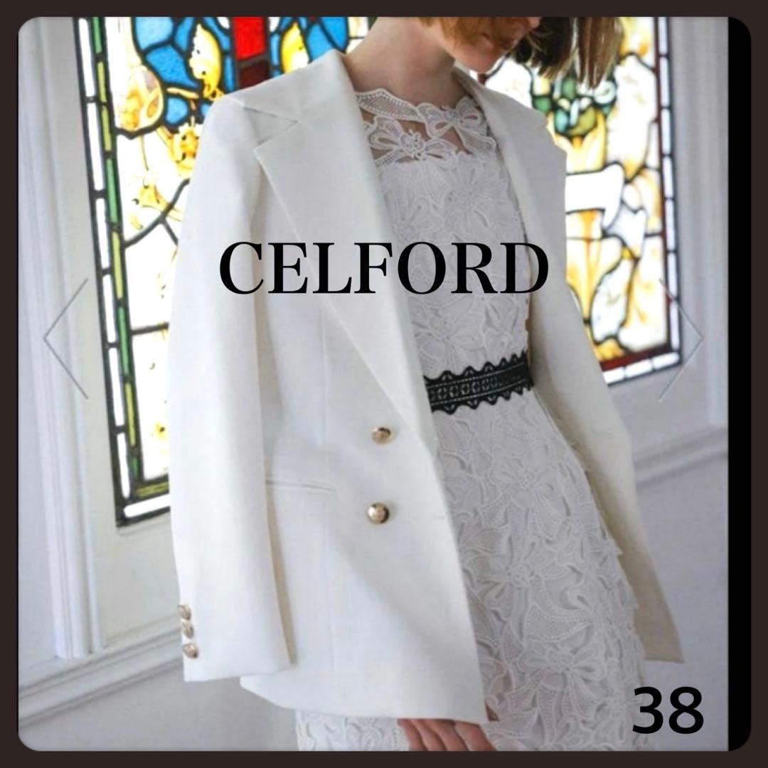 美品✨セルフォード セーラーカラーダブルジャケット テーラード 金ボタン 白 M