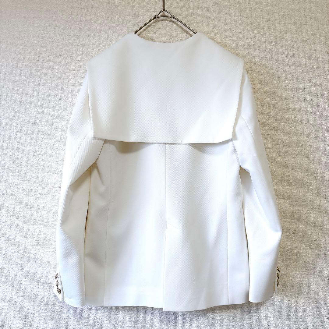 美品✨セルフォード セーラーカラーダブルジャケット テーラード 金ボタン 白 M