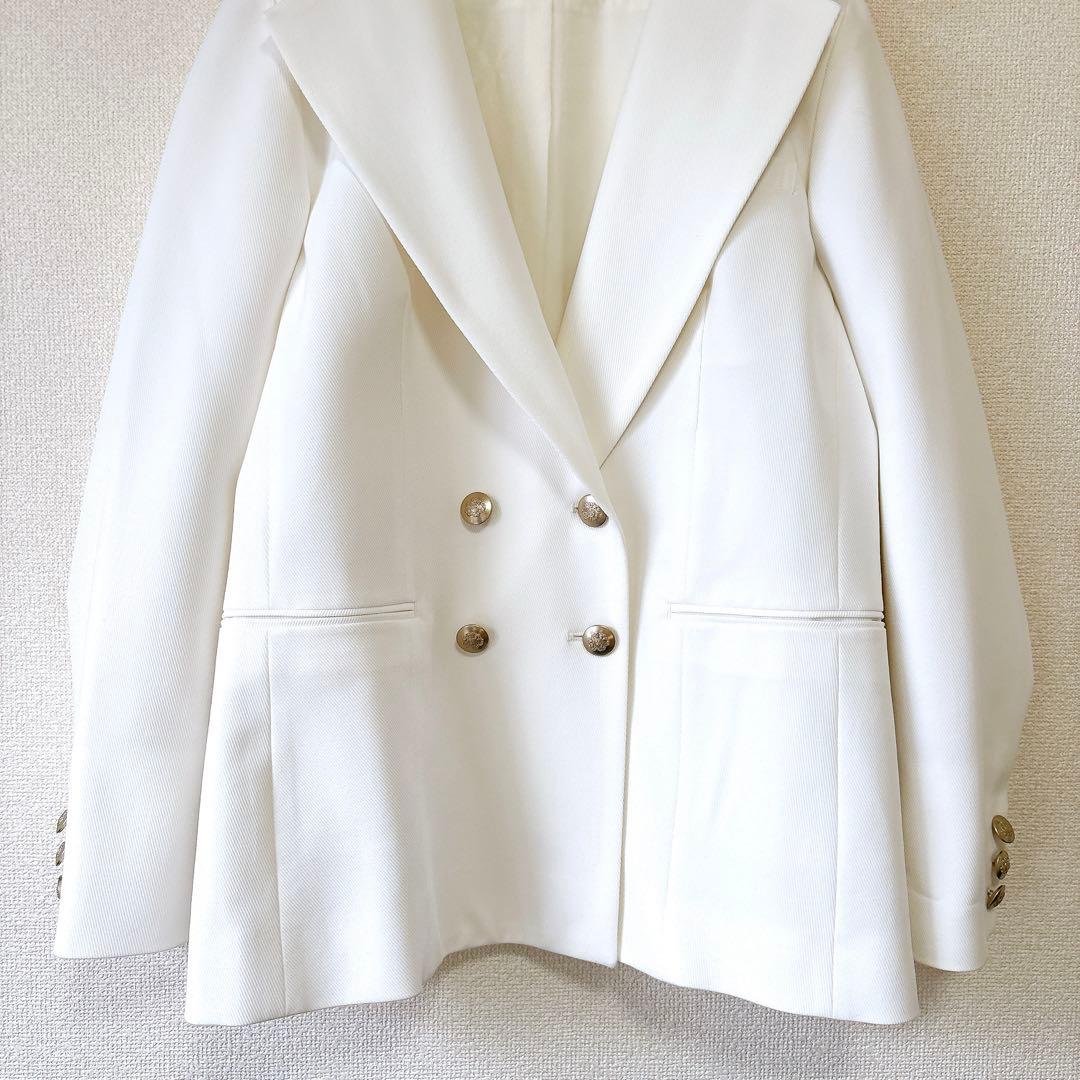 美品✨セルフォード セーラーカラーダブルジャケット テーラード 金ボタン 白 M
