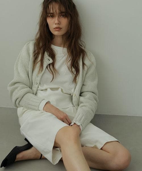 良品 ETRE TOKYO コットンパフクロップドカーディガン カシミヤ混