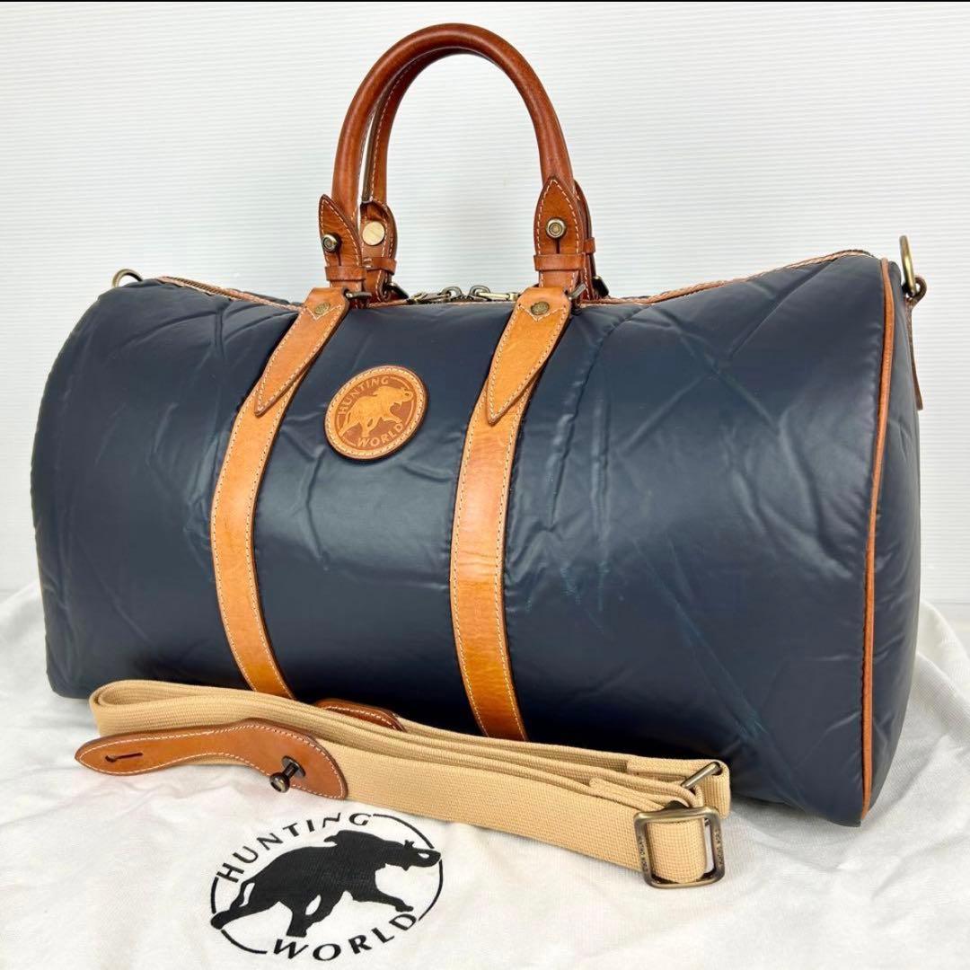 HUNTING WORLD ボストンバッグ ネイビー 2way バチュークロス