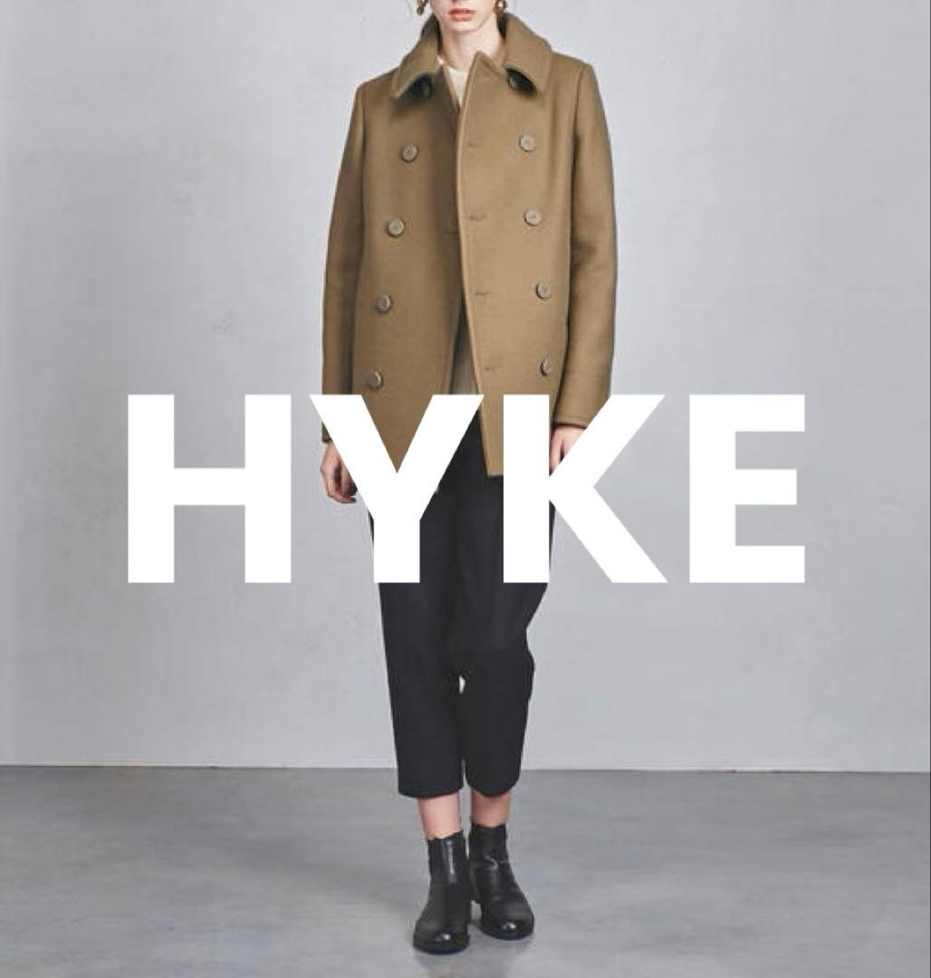 HYKE ハイク メルトンウール ピーコート ダブル アンカーボタン キャメル