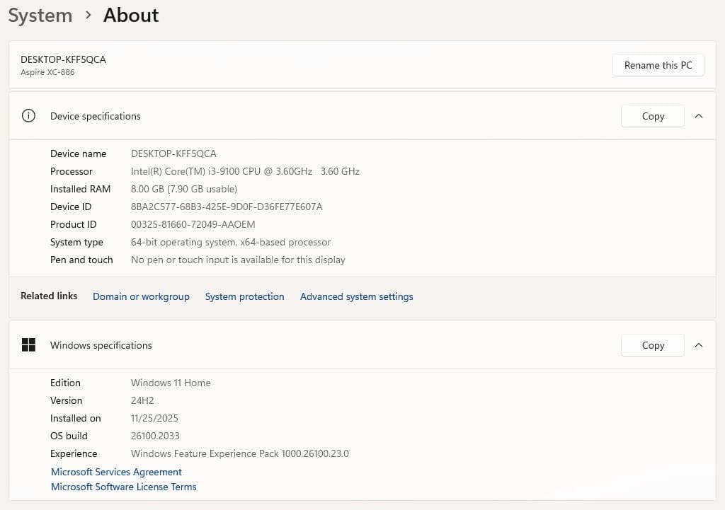 Acer Aspire デスクトップPC
