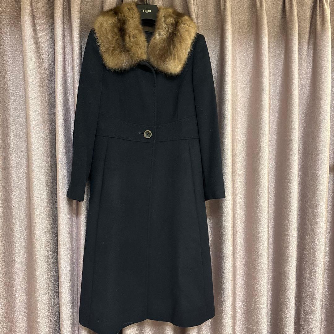⭐︎美品FOXEY⭐︎ファー付きカシミヤコート