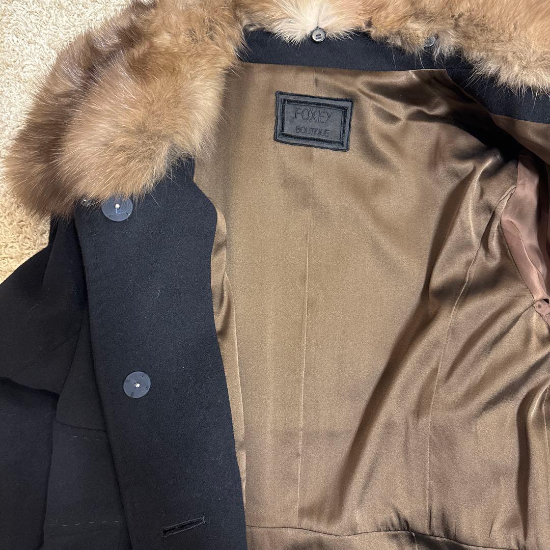 ⭐︎美品FOXEY⭐︎ファー付きカシミヤコート