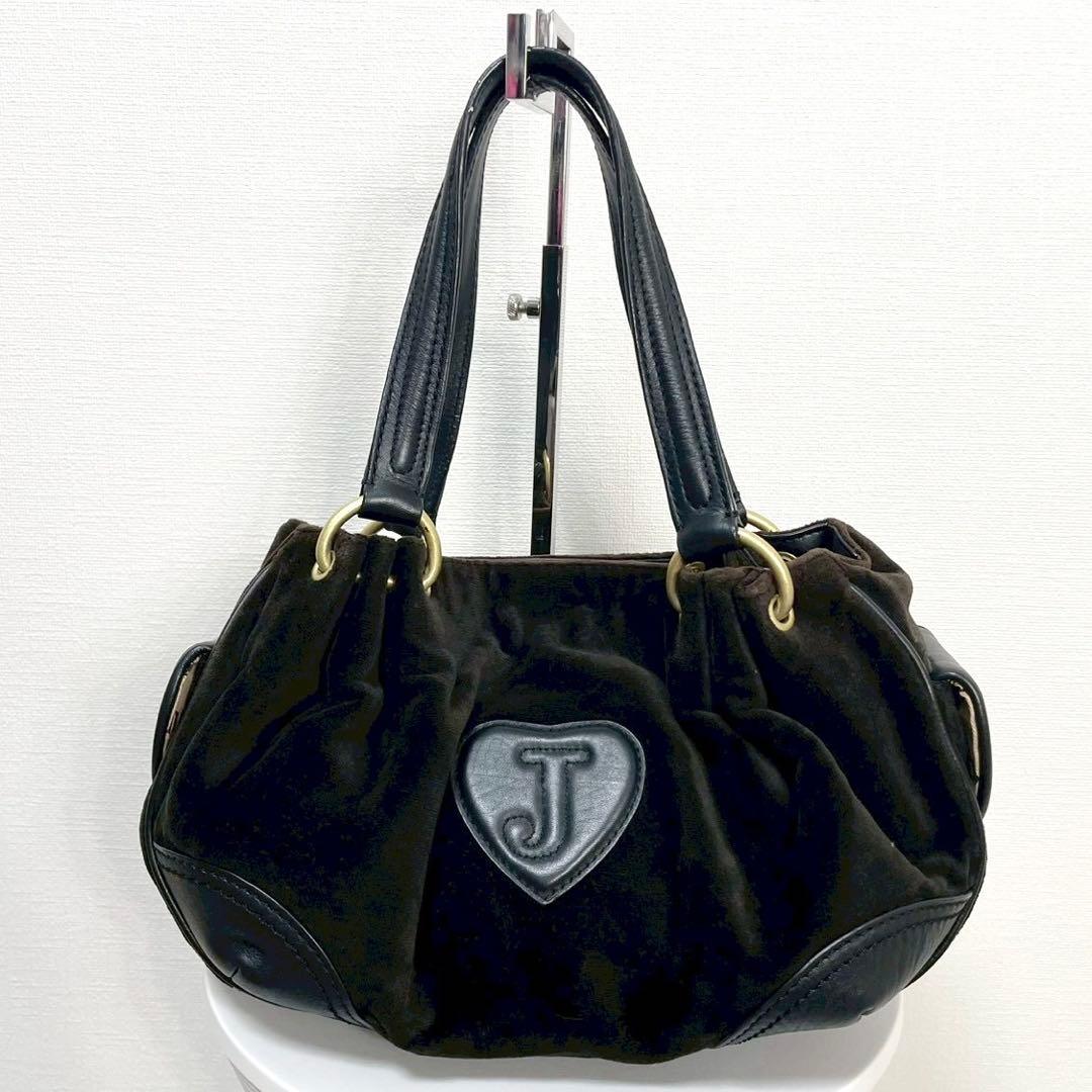 y2k❤️00s JUICY COUTURE テリア ロゴ ベロア ハンドバッグ