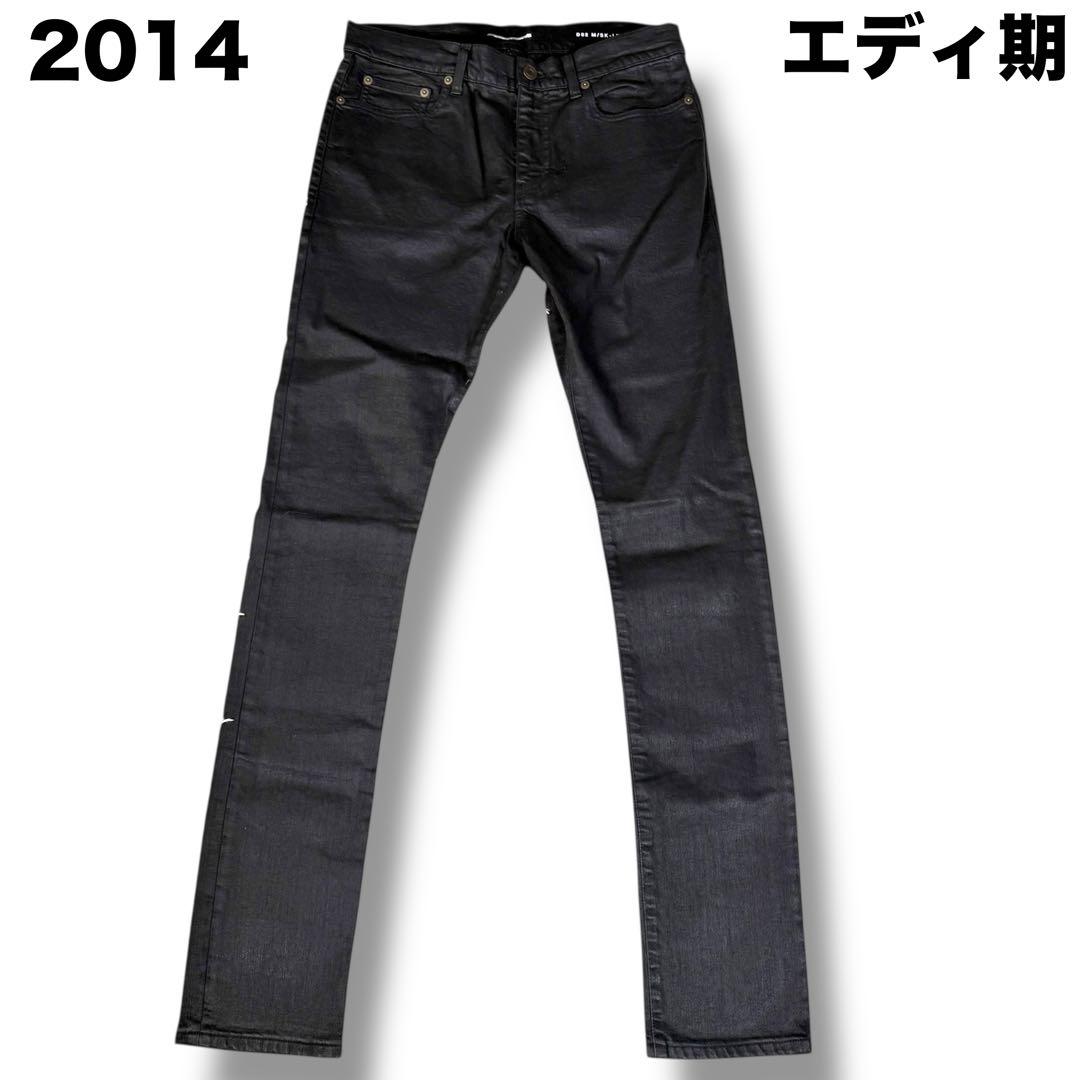 極美品 サンローランパリ エディ期 2014 コーティング デニムパンツ 黒