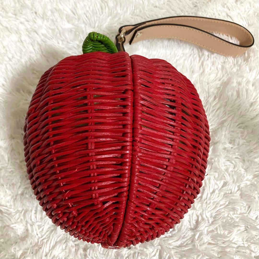 保存袋＆チャーム付き♡ ケイトスペード りんごバッグ かごバッグ 赤