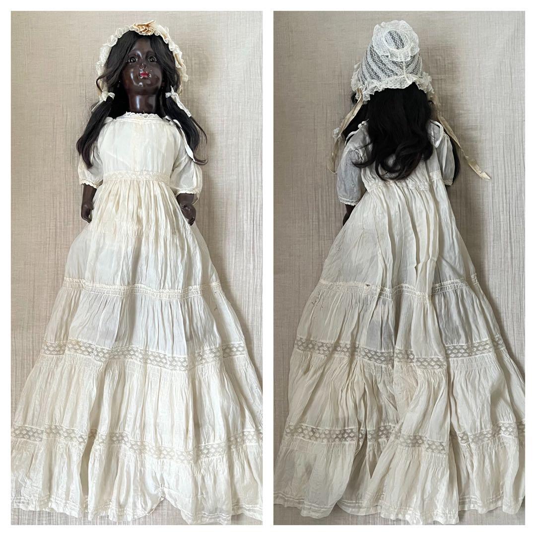 アンティーク/ヴィンテージ黒肌コンポジションドールレトロ人形ビスクドール