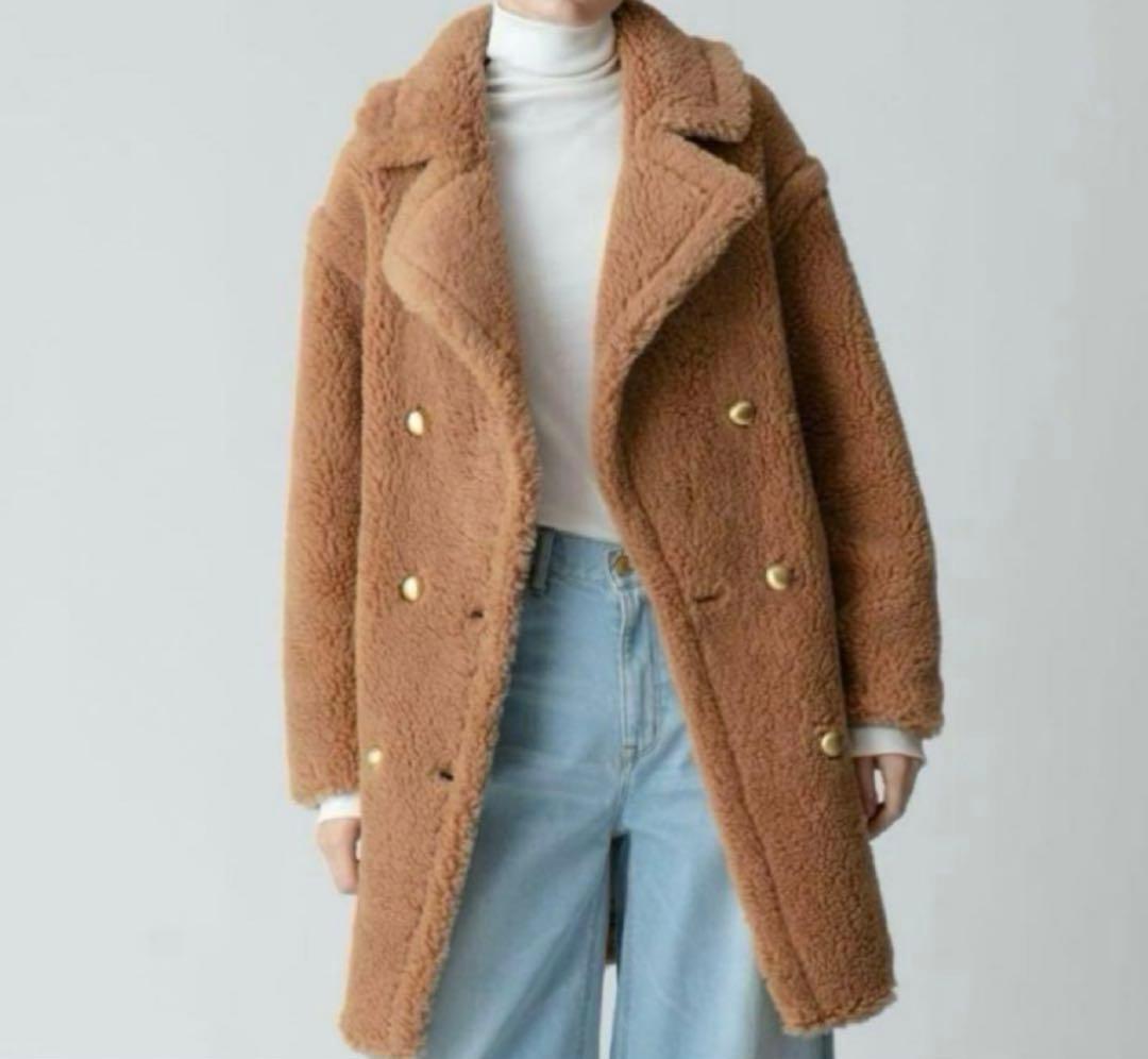 allureville アルアバイル ウールMIXボアピーコート ブラウン美品♡