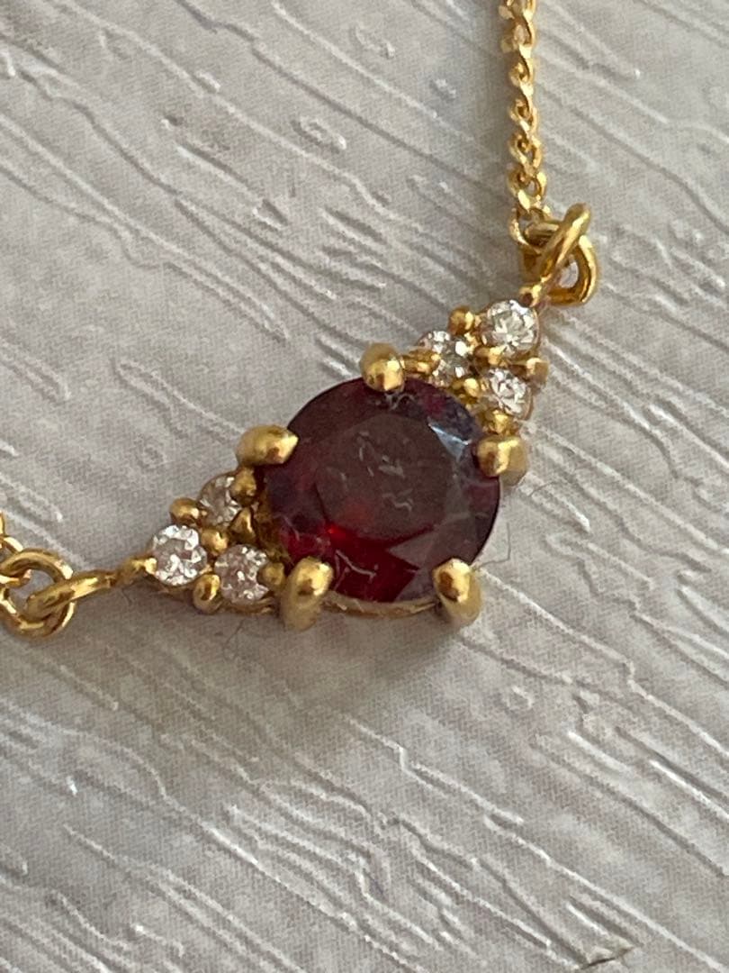 ま*♪様 18Kガーネット ペンダントネックレス