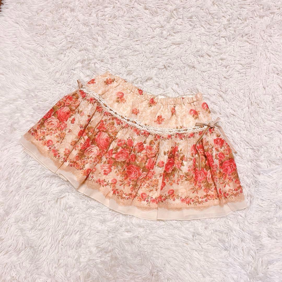 希少 LIZ LISA 花柄 フリル レース スカート ミニスカ フレア