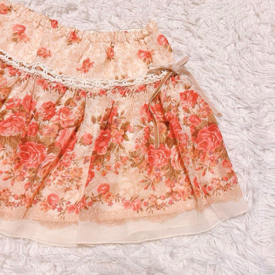 希少 LIZ LISA 花柄 フリル レース スカート ミニスカ フレア