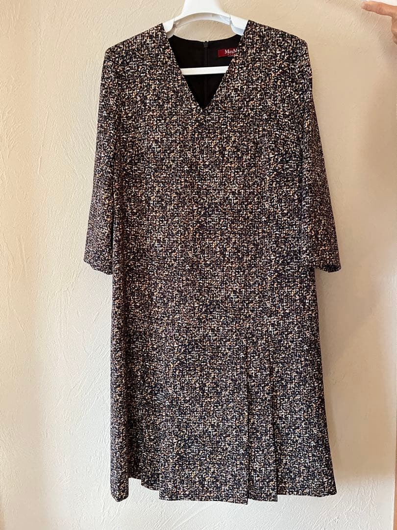 【美品】MaxMara Vネック 七分袖 ワンピース