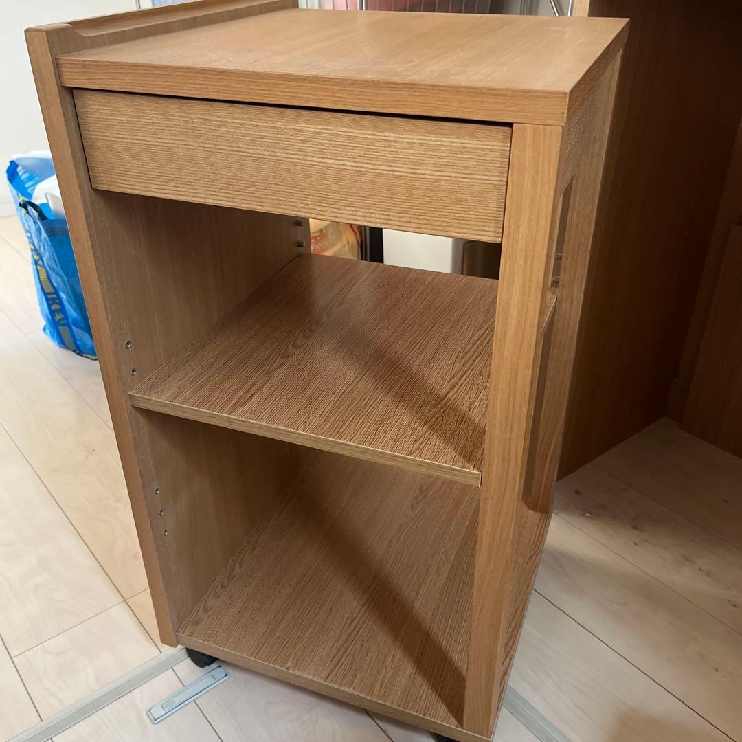 木製キャビネット 引き出し付き キャスター付き
