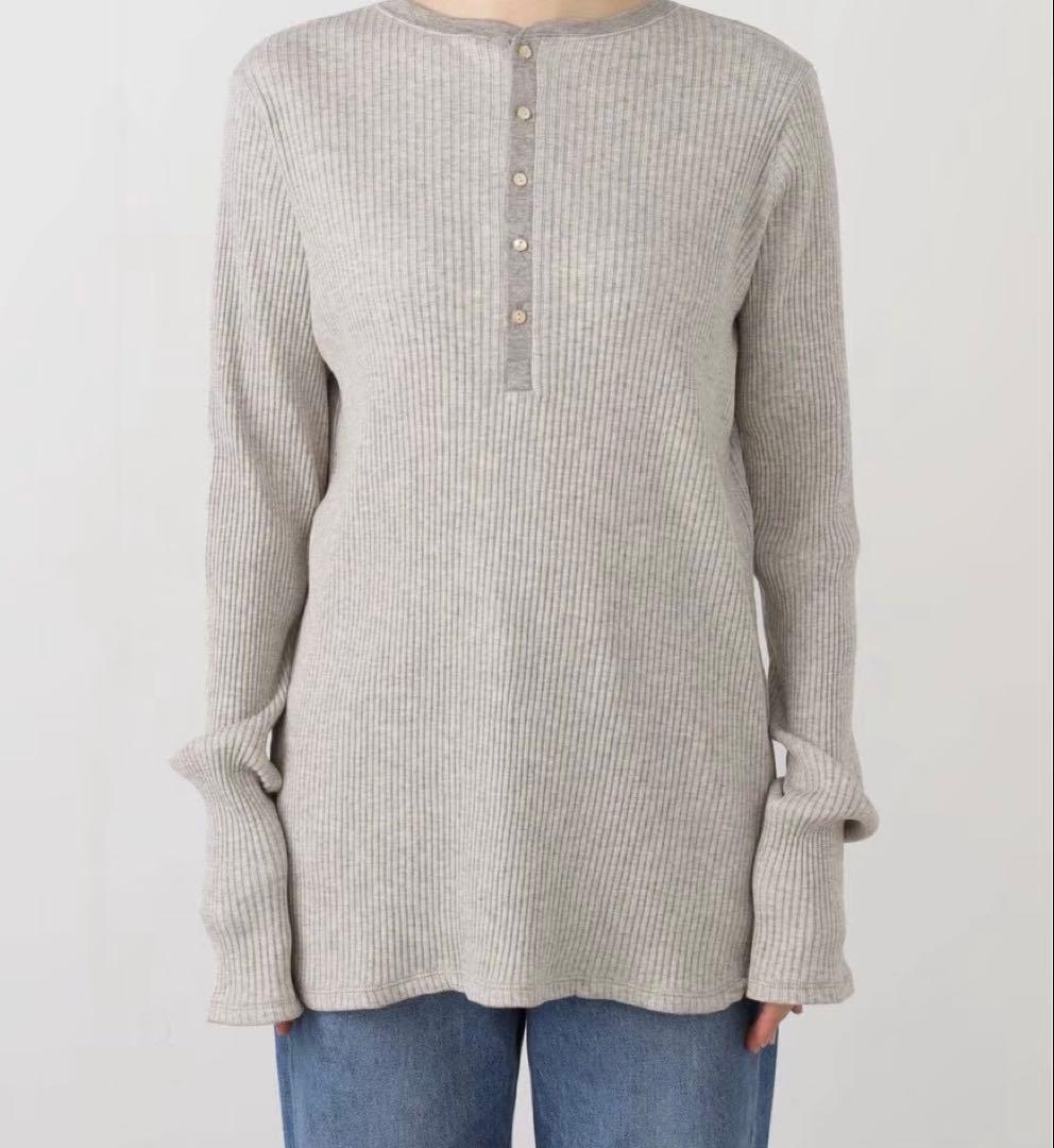 テレコヘンリーネックプルオーバー　ベージュ