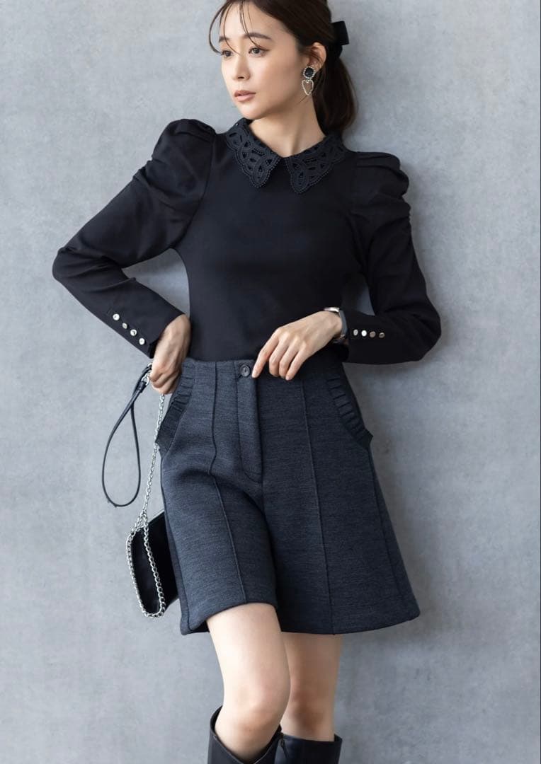 【アメノチハレ】トラペーズショートパンツ　グレー　サイズS 新品タグ付き