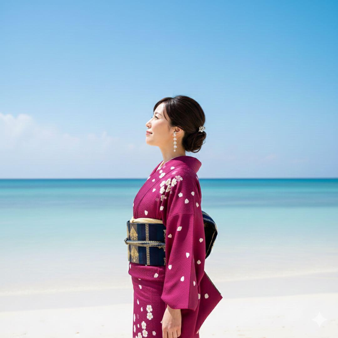 ✨【 極美 】 名古屋帯 九寸帯 名古屋仕立てモダン 幾何学菱文 和装 413