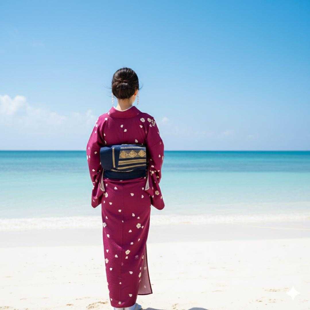 ✨【 極美 】 名古屋帯 九寸帯 名古屋仕立てモダン 幾何学菱文 和装 413