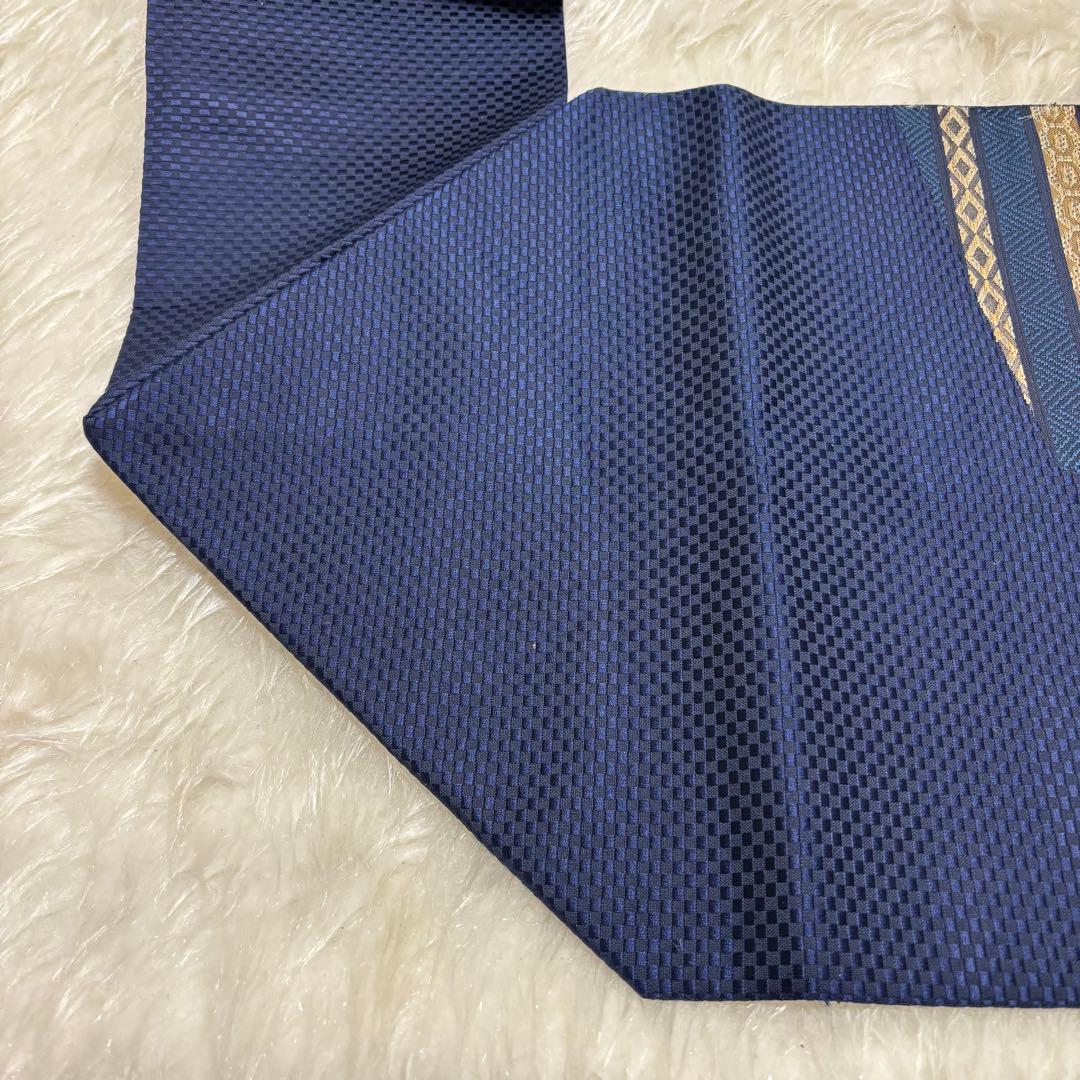 ✨【 極美 】 名古屋帯 九寸帯 名古屋仕立てモダン 幾何学菱文 和装 413