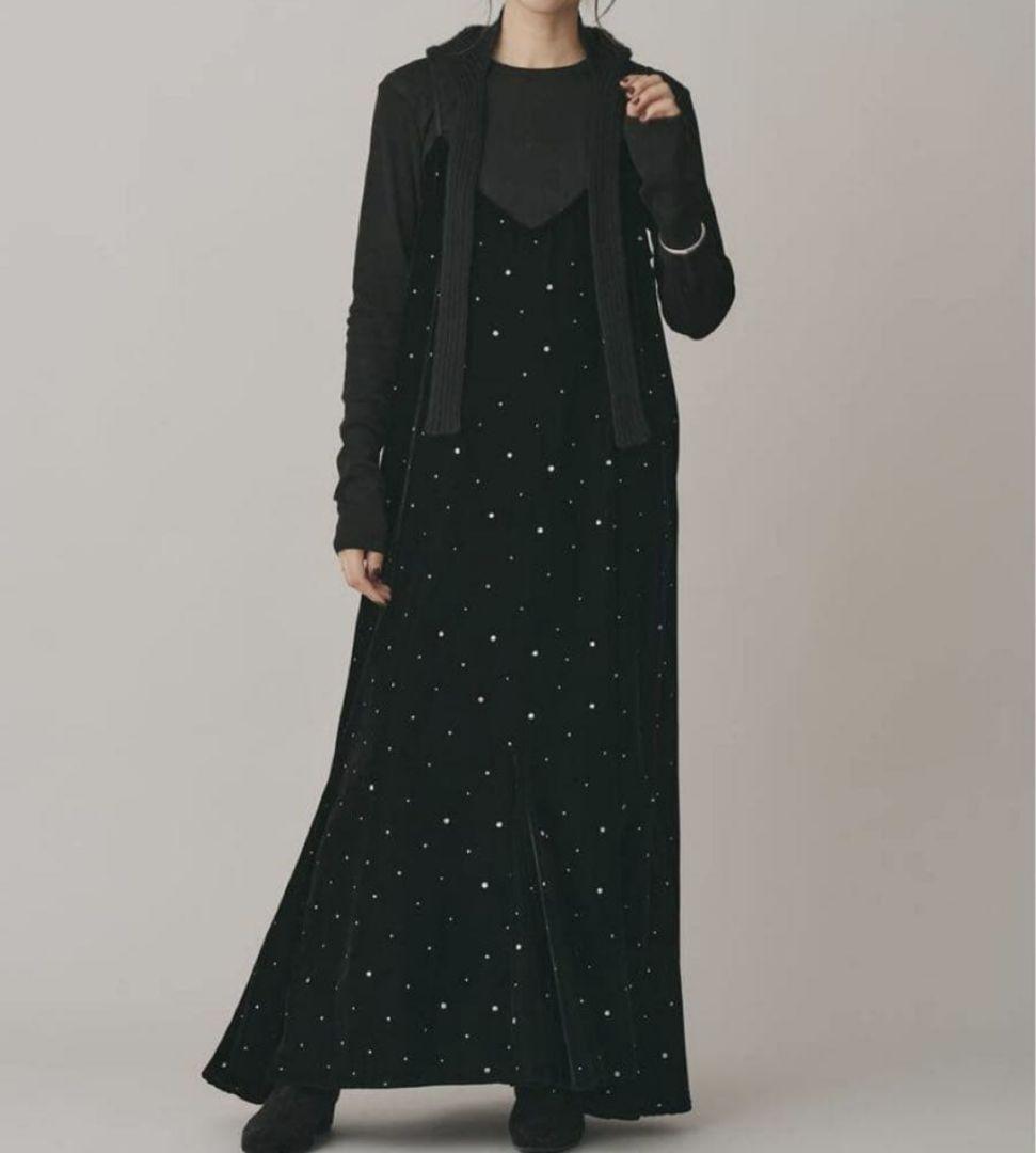 【新品】クチュールドアダム グリッターベルベットキャミドレス　サイズ36