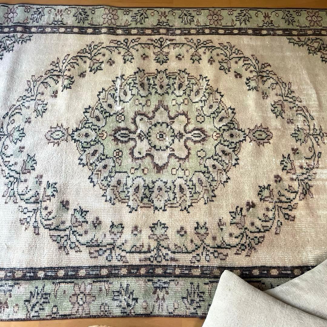 超大判144×269メダリオン　ベージュブラウン　トルコヴィンテージラグ