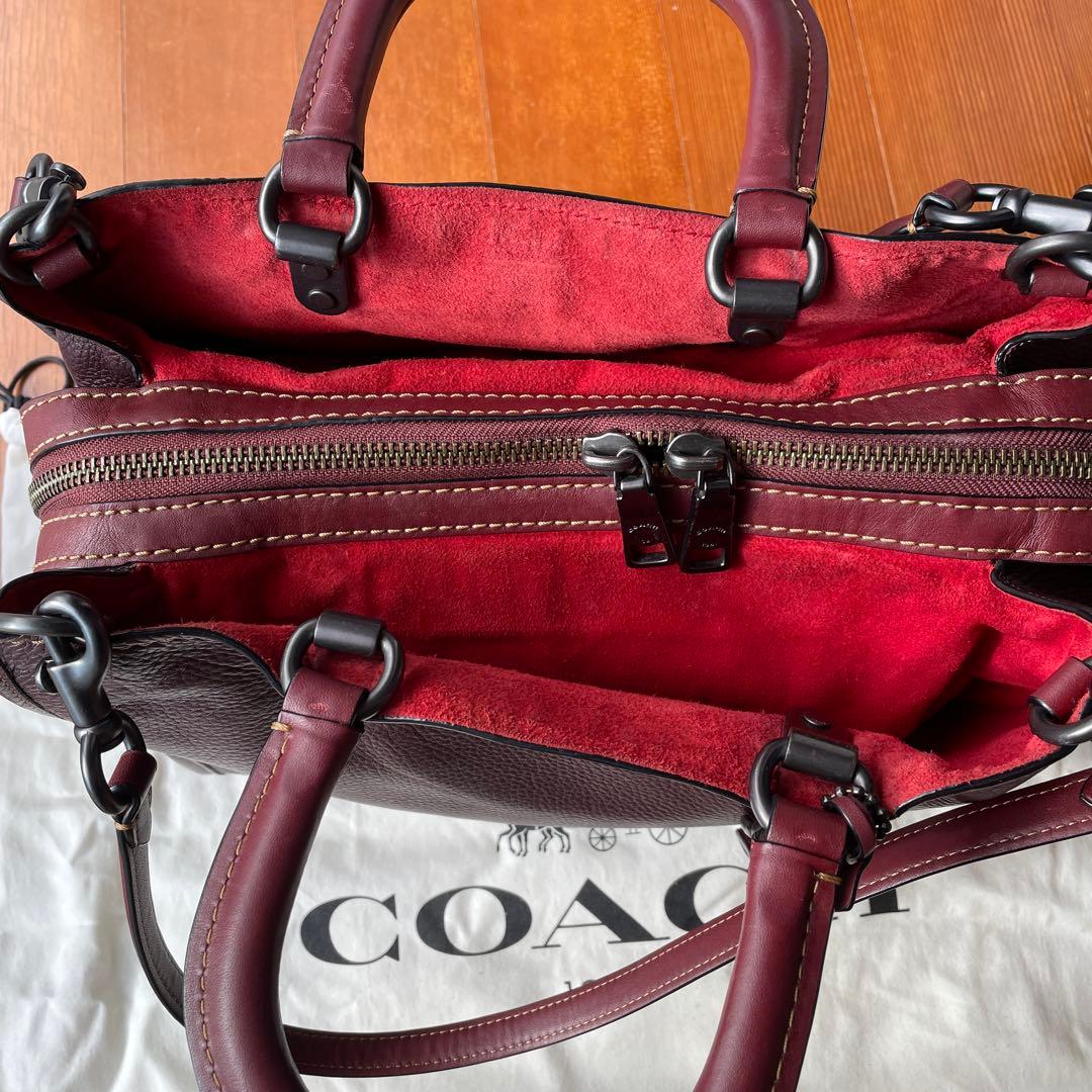COACH バーガンディ レザー ハンドバッグ