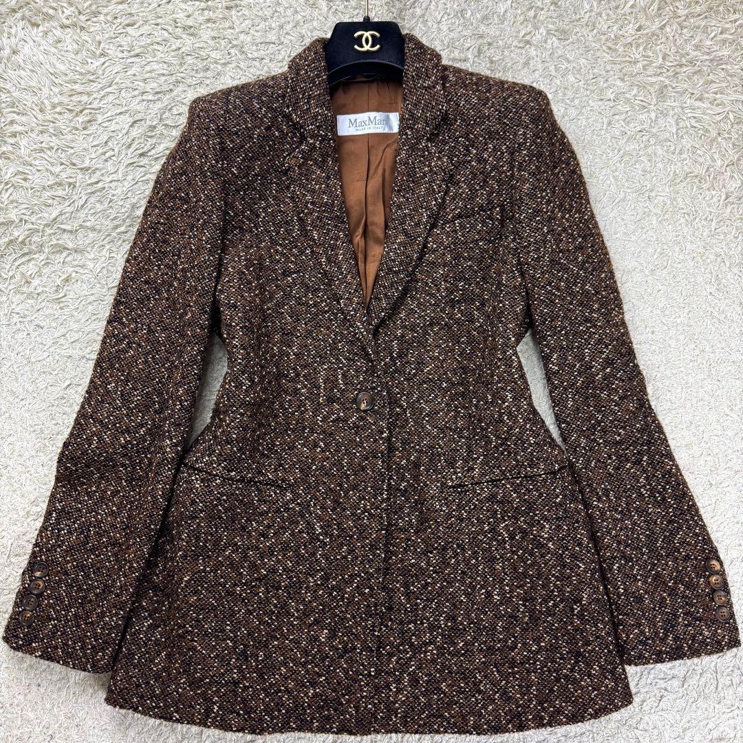 極美品★近年 MAXMARA 最高級ライン ツイード テーラードジャケット 42