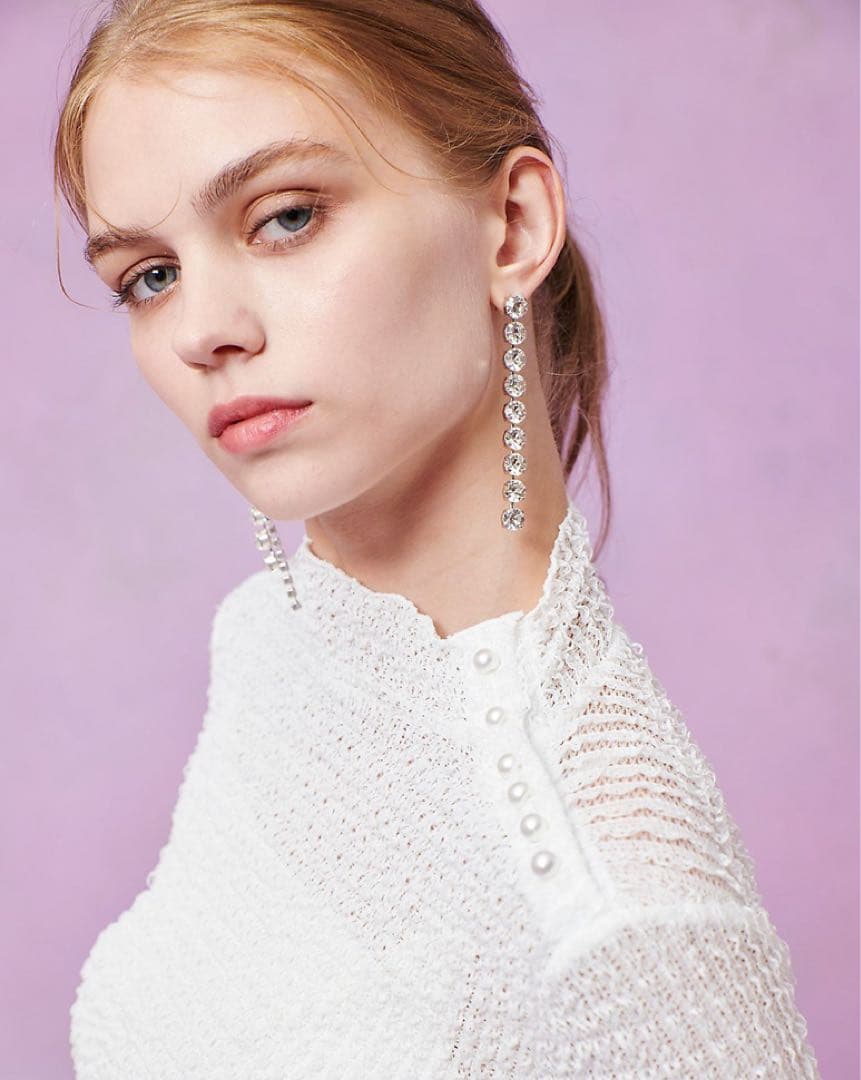 新品未使用 ルルウィルビー ハイネック パールボタン 長袖