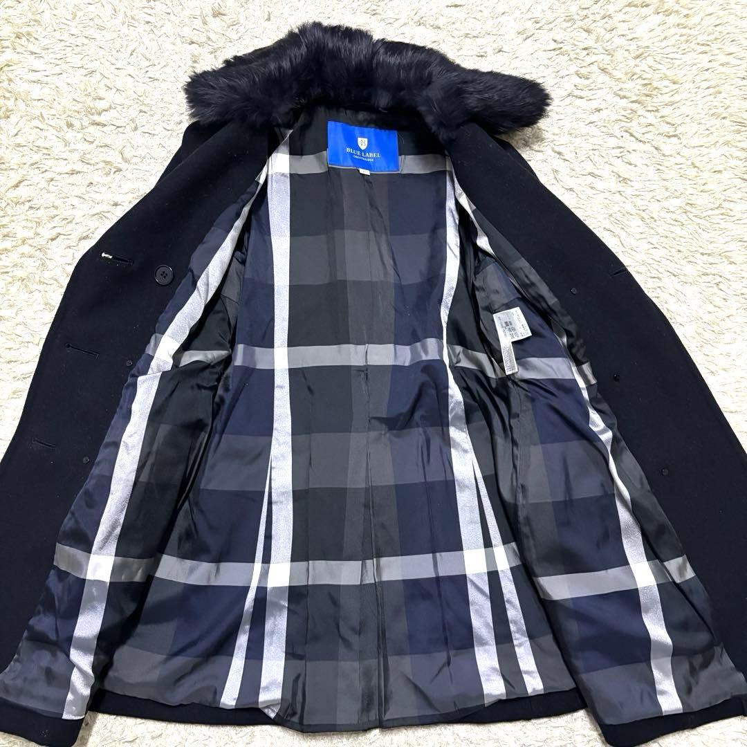 ブルーレーベル　ウール コート　ファー　ロゴボタン　ファインメルトンミドルコート