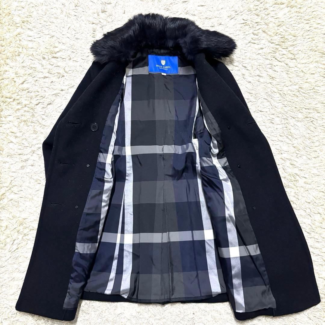 ブルーレーベル　ウール コート　ファー　ロゴボタン　ファインメルトンミドルコート