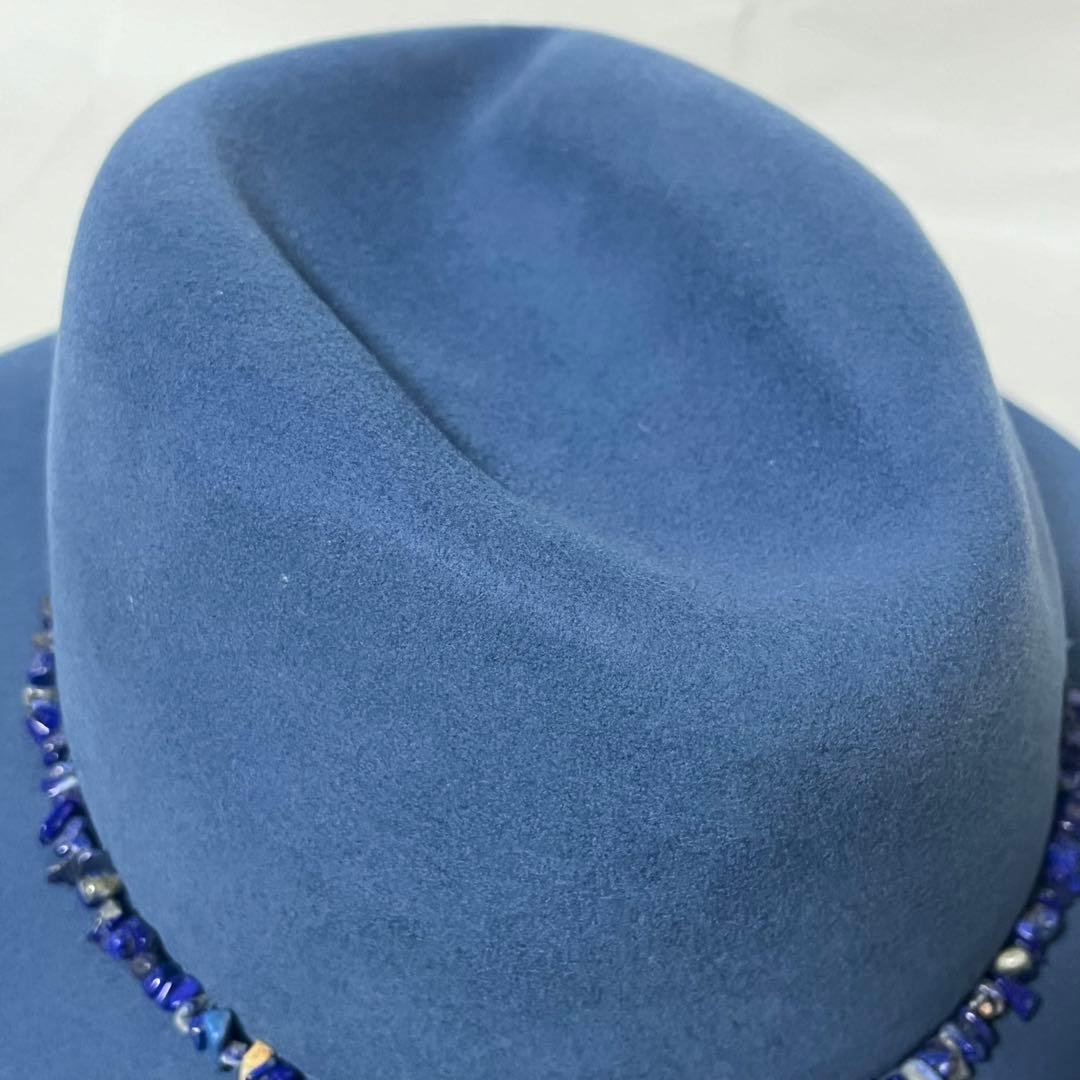 メゾンミッシェル パリ　サックスブルー　ウールフェルトハット　レディースLサイズ