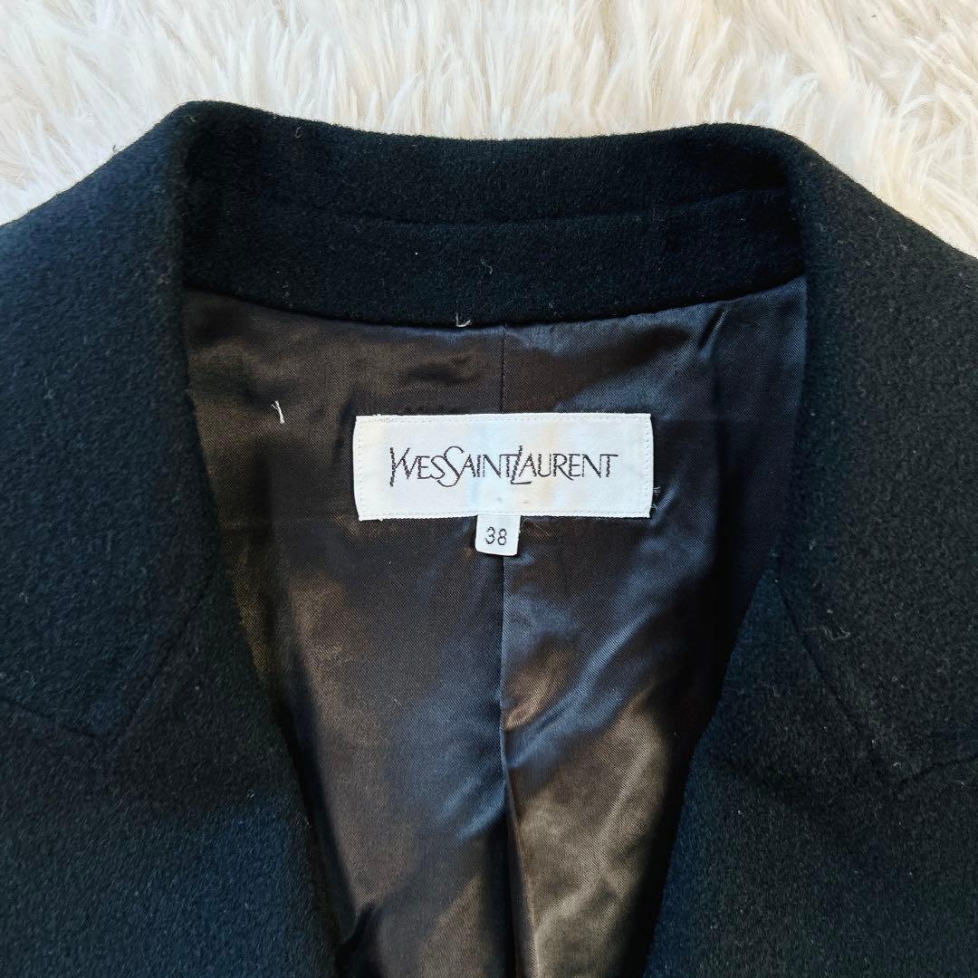 イブサンローラン　ウールカシミヤダブルフェイスジャケット　YSL刻印ボタン