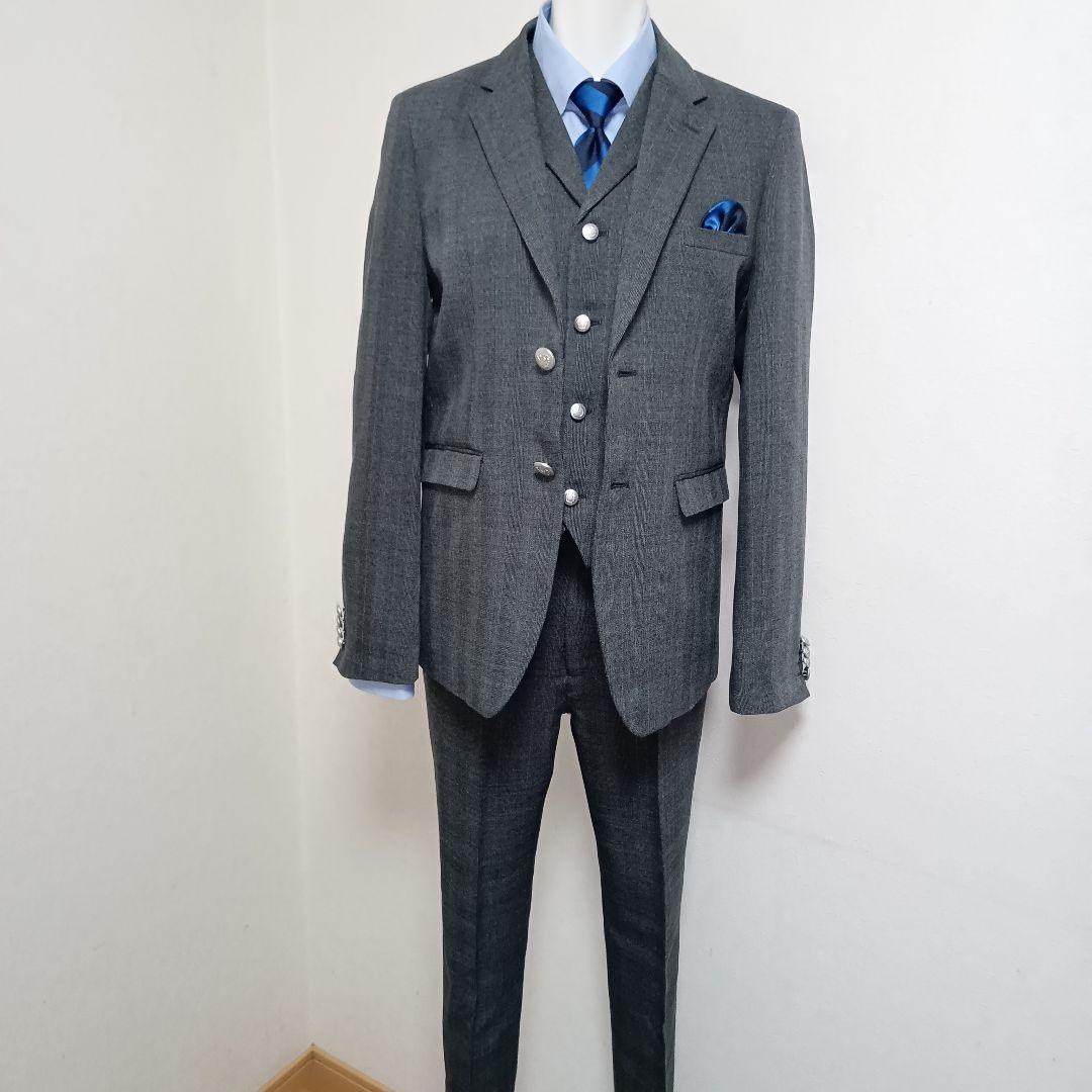 170 ワンダーファクトリー ベスト付 卒業式フォーマルスーツ グレー　卒服
