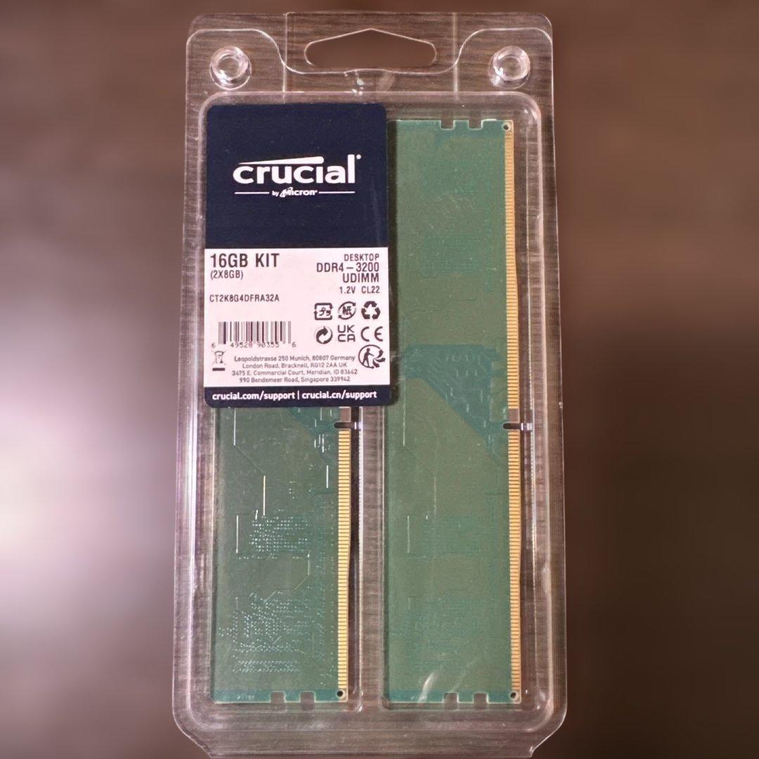 【未使用】crucial 16GB KIT DDR4-3200 メモリ