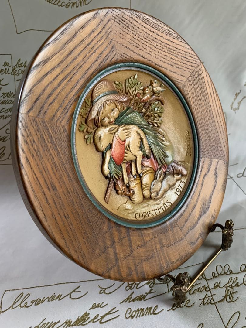 アンリ人形　ビンテージ1973年クリスマス木製プレート！可愛い過ぎます！