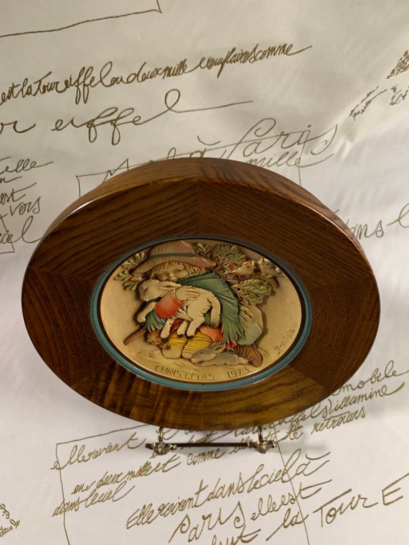 アンリ人形　ビンテージ1973年クリスマス木製プレート！可愛い過ぎます！