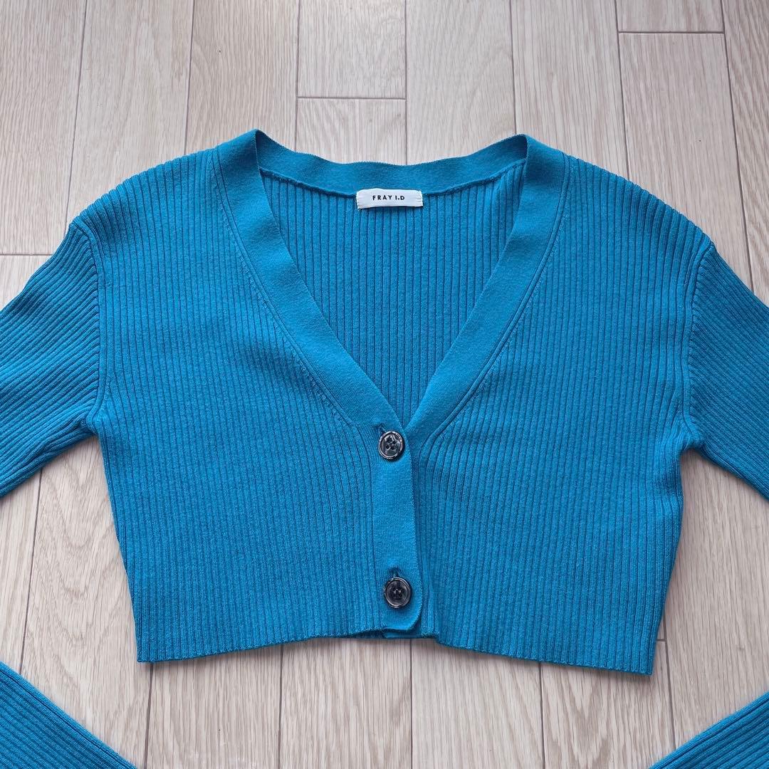 【セットアップ】ニットコンビタックティアードワンピース カーディガン ブルー