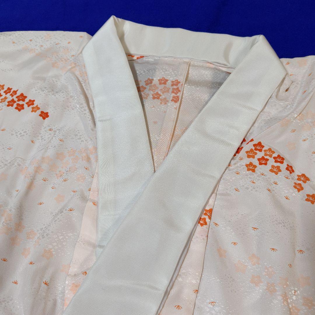 長襦袢　紙人形　半衿付　単衣　洗える　プレタ長襦袢　シルック　衣紋抜き　美品