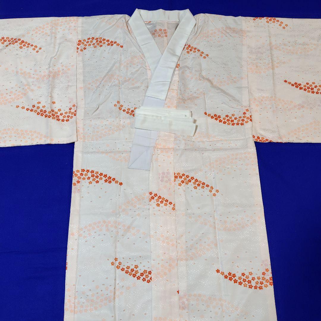 長襦袢　紙人形　半衿付　単衣　洗える　プレタ長襦袢　シルック　衣紋抜き　美品