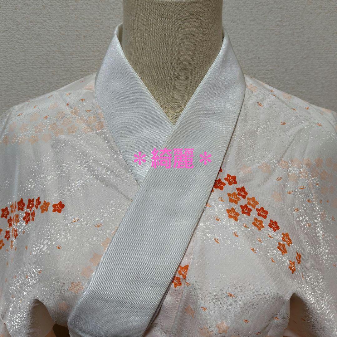 長襦袢　紙人形　半衿付　単衣　洗える　プレタ長襦袢　シルック　衣紋抜き　美品