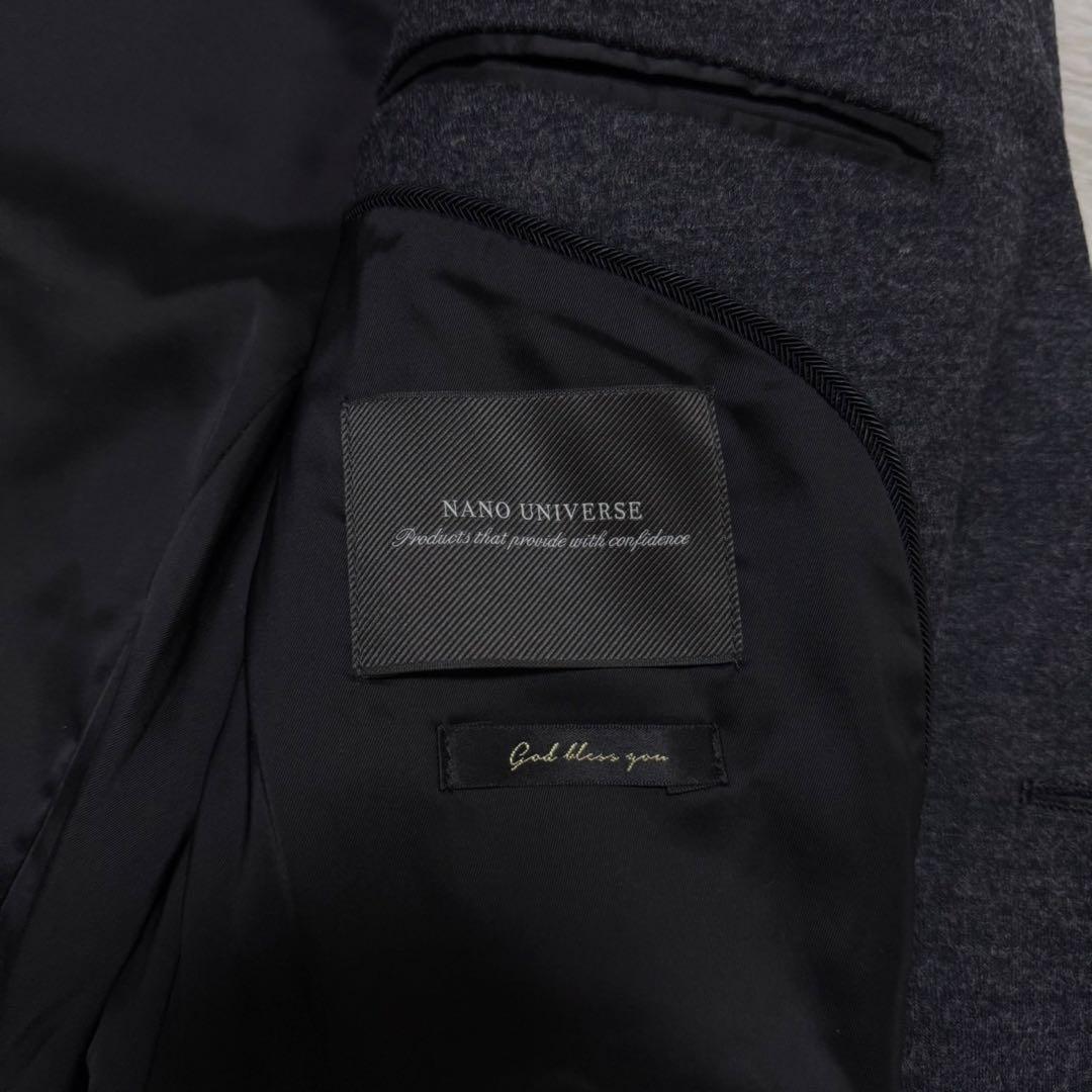 未使用級 XL✨ナノユニバース トラベルスーツ ダメリーノ ストレッチ 黒グレー