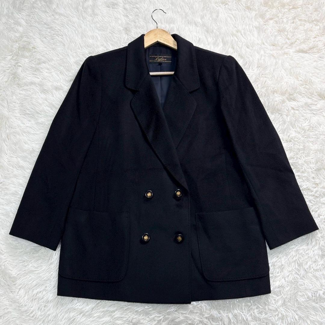leilian レリアン 黒 ダブルブレスト　テーラードジャケット 13+